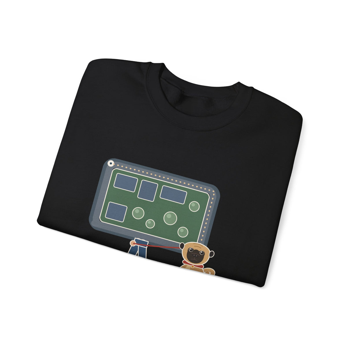Pug Crewneck Sweatshirt - The Pug Sat Down Halfway Around the Block