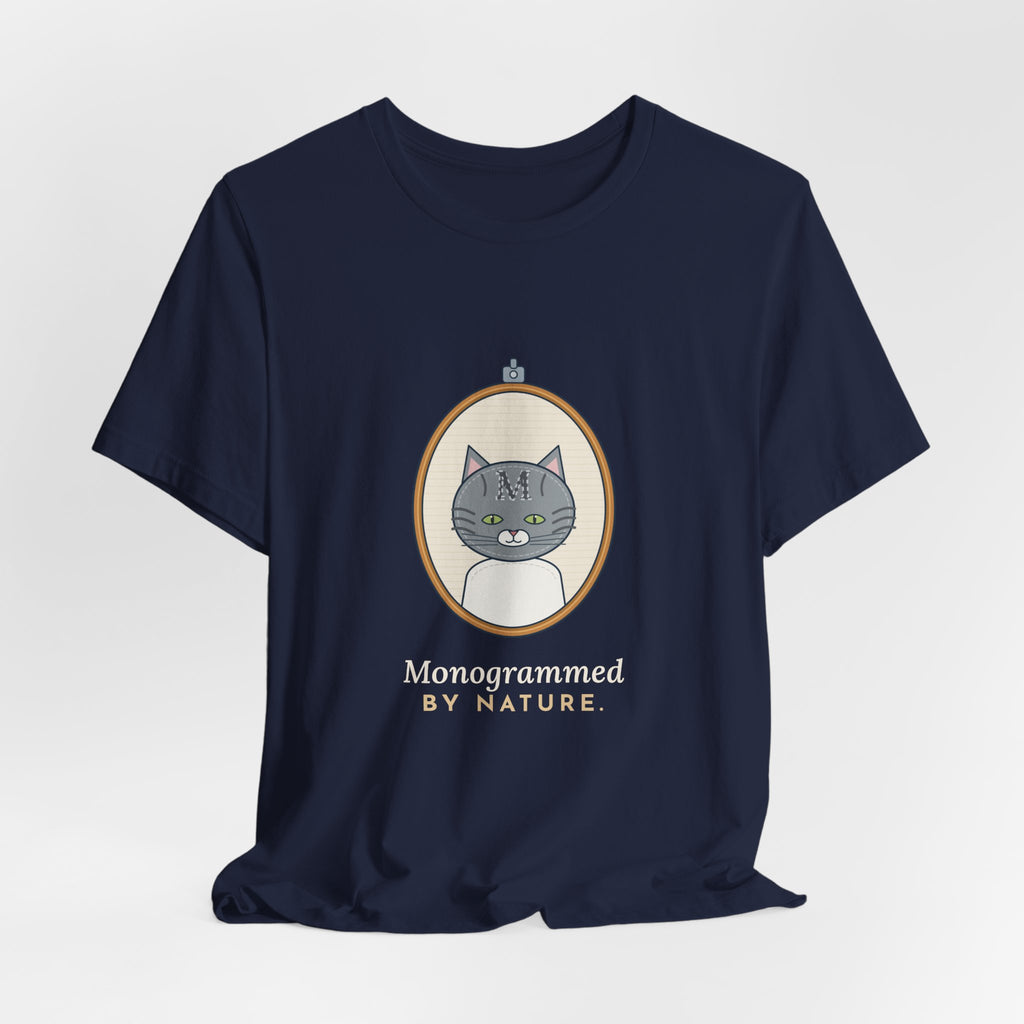 Gray Tabby Cat T-Shirt - Forehead M Initial, Nature's Own Letter Tabby Cat Lover Tee