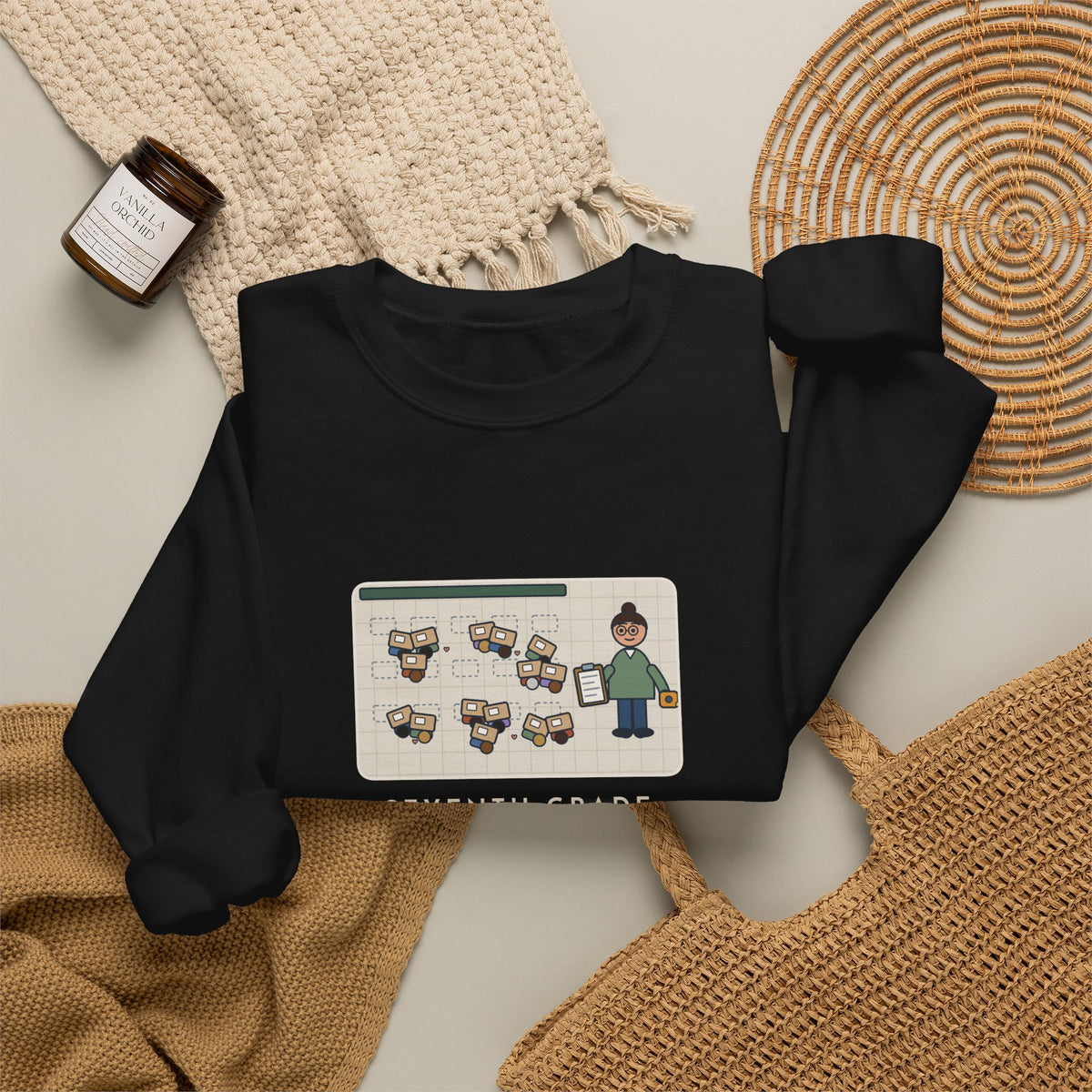 7th Grade Teacher Sweatshirt, Assigned Seats Monday, By Friday Every Desk Crept Six Inches Toward a Friend, Funny Desk Drift Crewneck