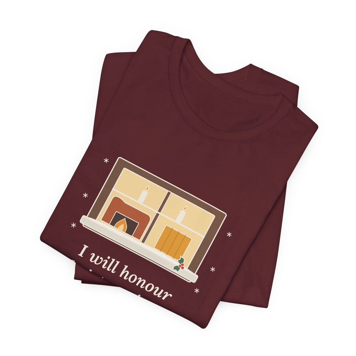 Dickens Quote T-Shirt, I Will Honour Christmas in My Heart, Christmas Candlelit Window Tee