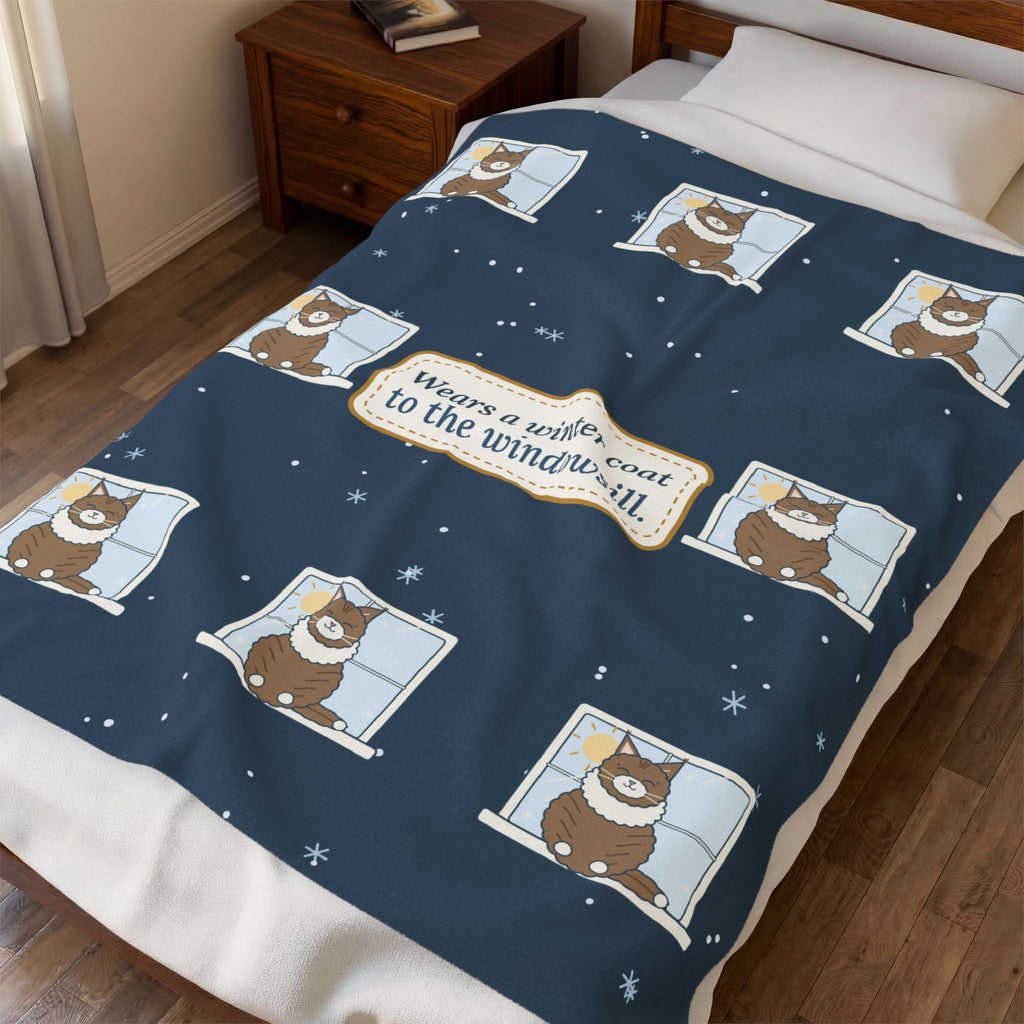 Norwegian Forest Cat Blanket - Wears a Winter Coat to the Windowsill Velveteen Plush Throw