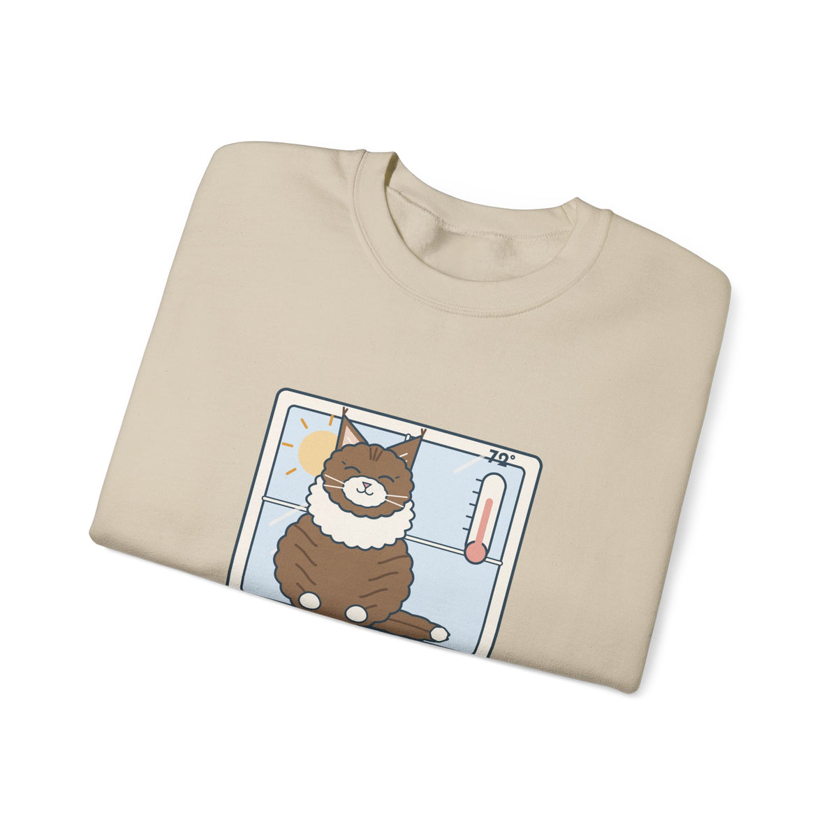 Norwegian Forest Cat Crewneck Sweatshirt - Wears a Winter Coat to the Windowsill