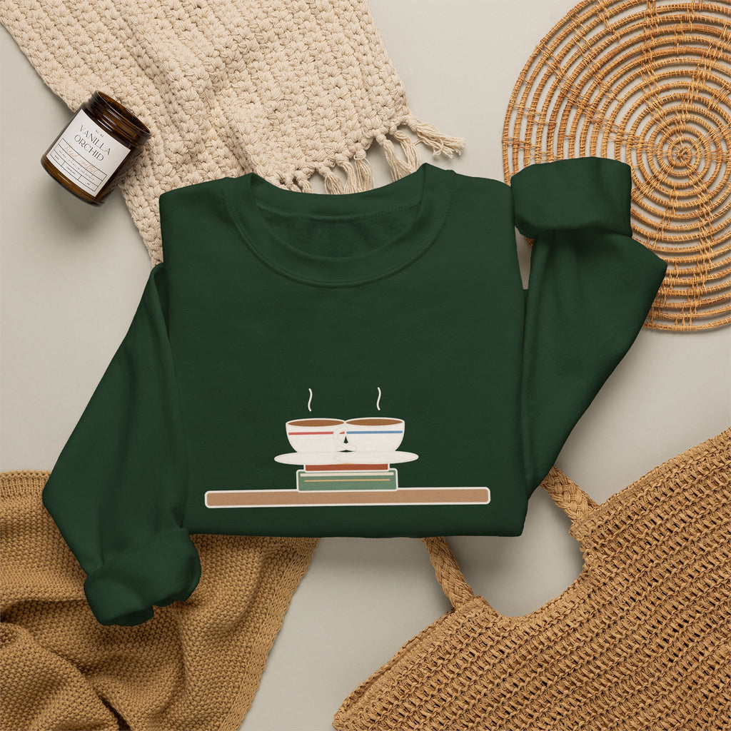 If I Loved You Less Sweatshirt, Love Jane Austen Quote Crewneck with Touching Teacups