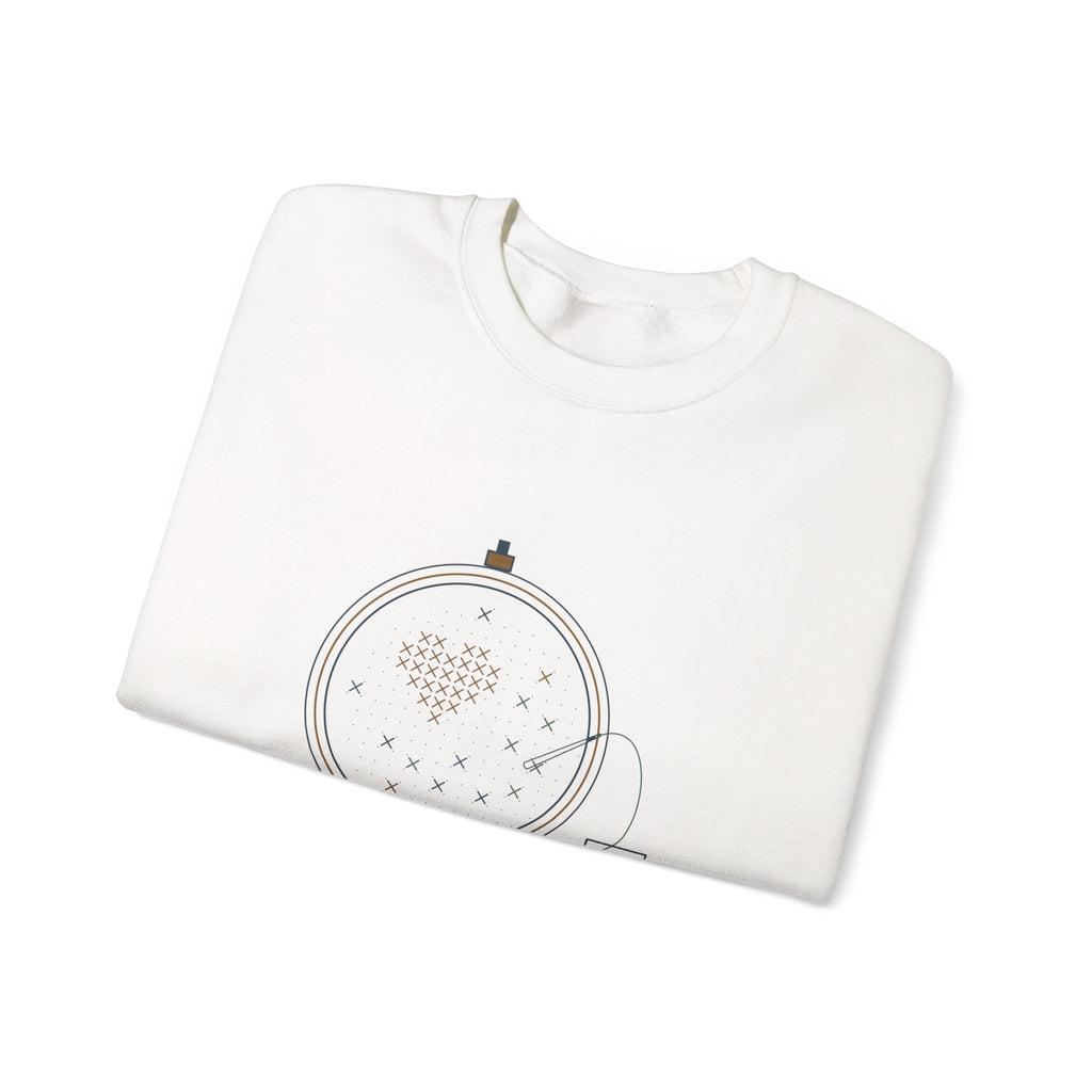 Cross-Stitch Crewneck Sweatshirt - Confetti Stitches Build Character Gift