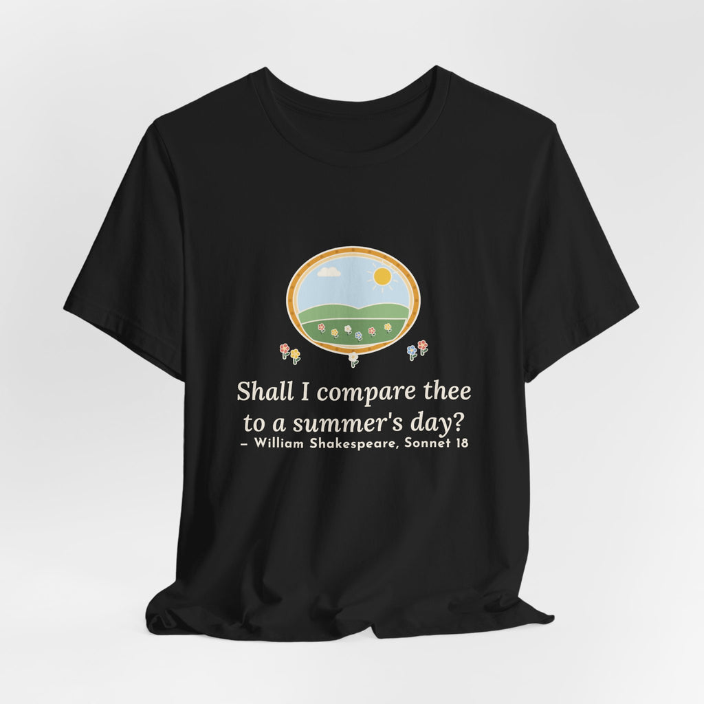 Shakespeare Quote T-Shirt, Shall I Compare Thee to a Summer's Day, Love Framed Meadow Tee