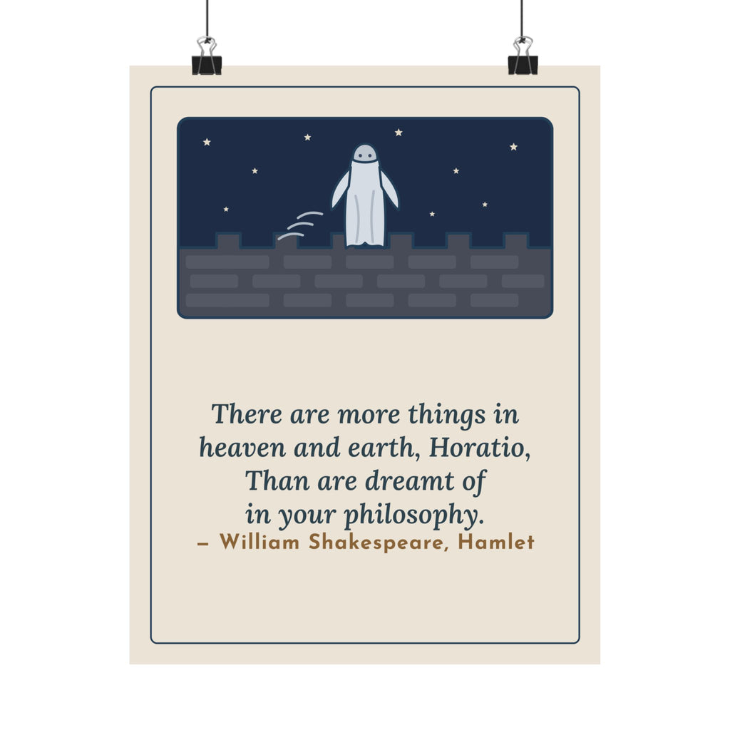 Shakespeare Quote Poster, More Things in Heaven and Earth, Literary Battlement Ghost Wall Art