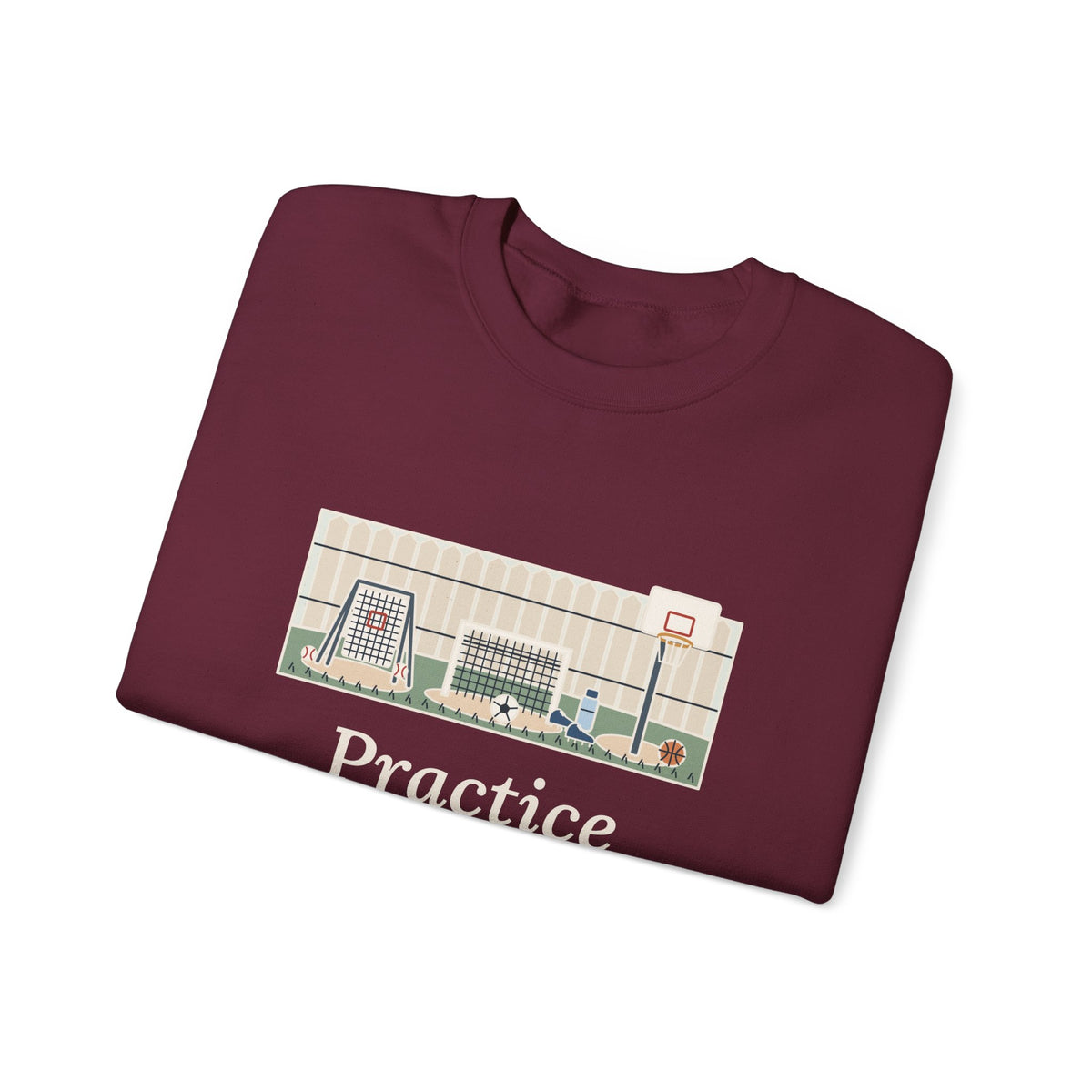 Practice Makes Perfect Sweatshirt, Youth Sports Proverb Crewneck, Backyard Practice