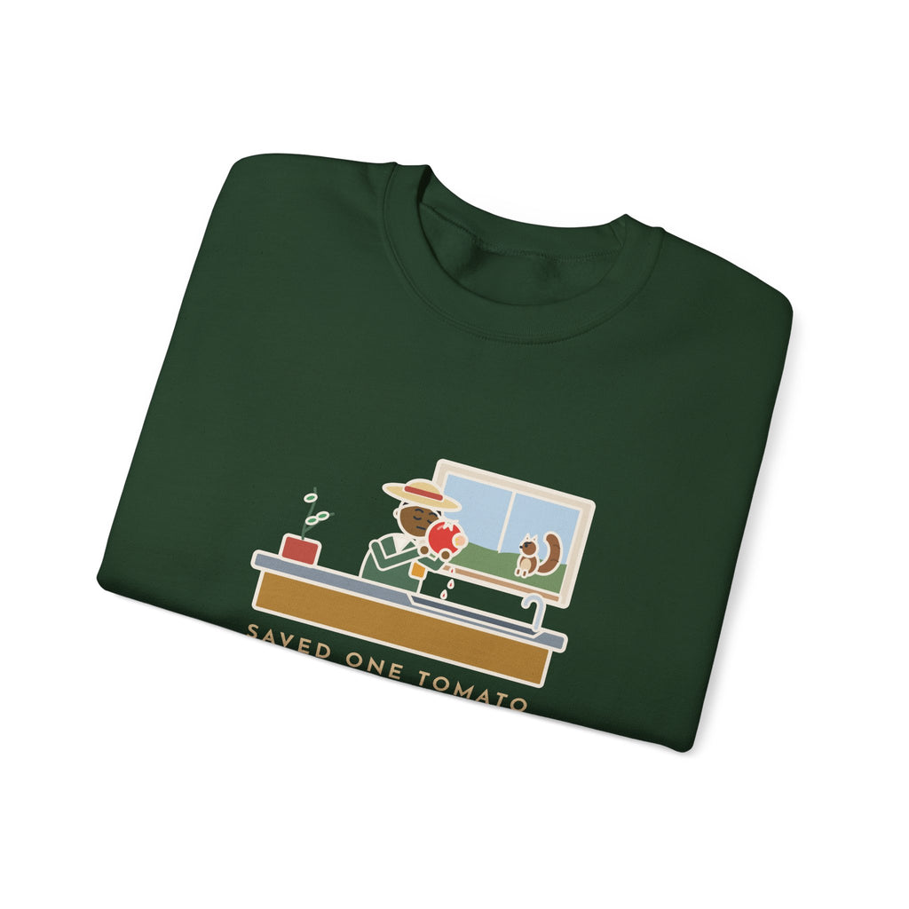 Saved One Tomato From the Squirrels Sweatshirt, Funny Gardener Crewneck with Sink Tomato