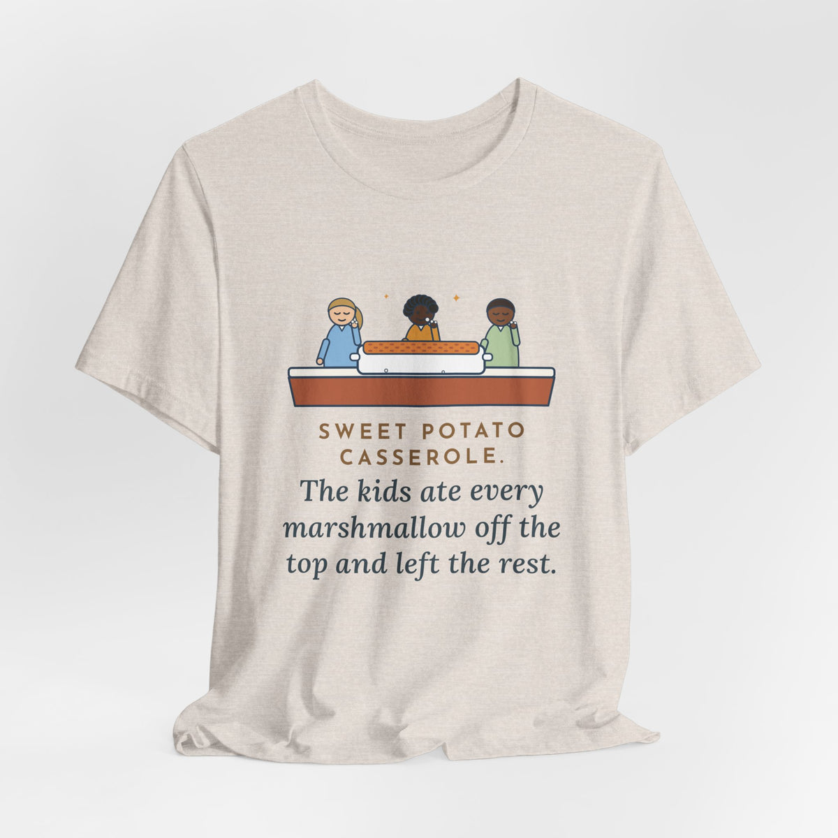 Funny Thanksgiving T-Shirt, Sweet Potato Casserole, Kids Ate Every Marshmallow off the Top, Casserole Mystery Tee