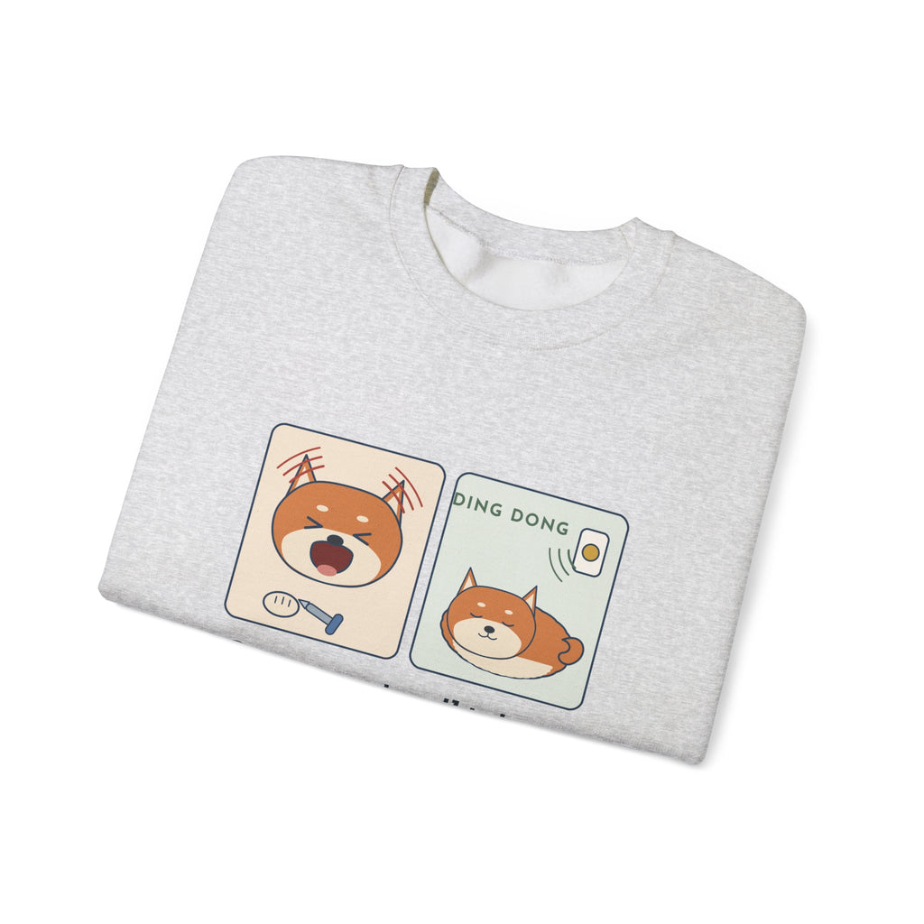 Shiba Inu Crewneck Sweatshirt - Screams at Nail Trims. Ignores the Doorbell.