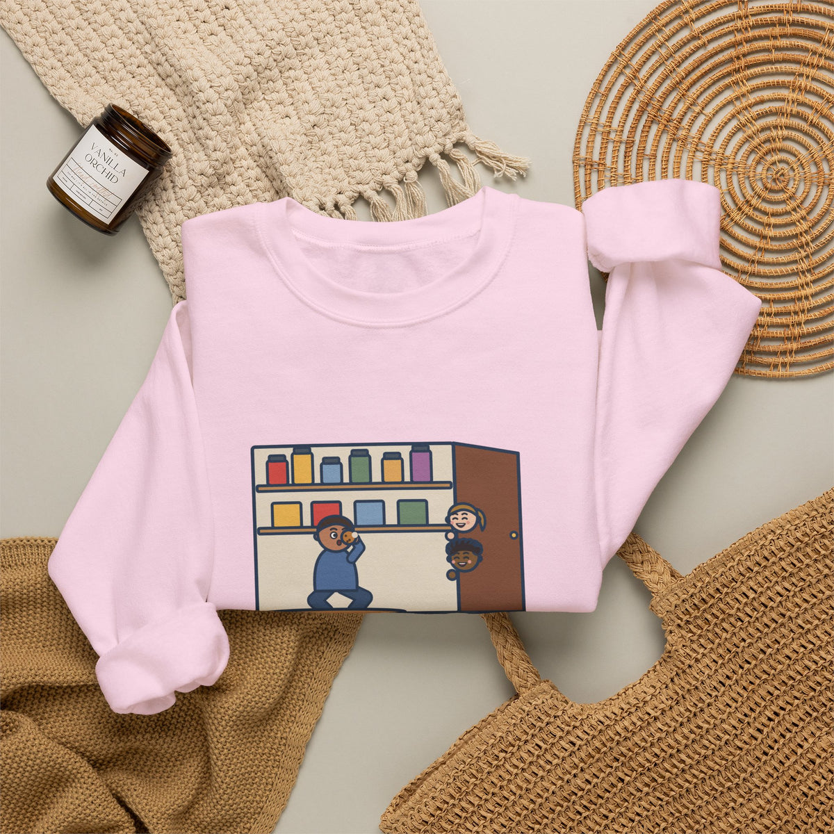 Parent Sweatshirt, Hid in the Pantry with a Cookie, Found by Two Kids in Under a Minute, Funny Pantry Hideout Crewneck