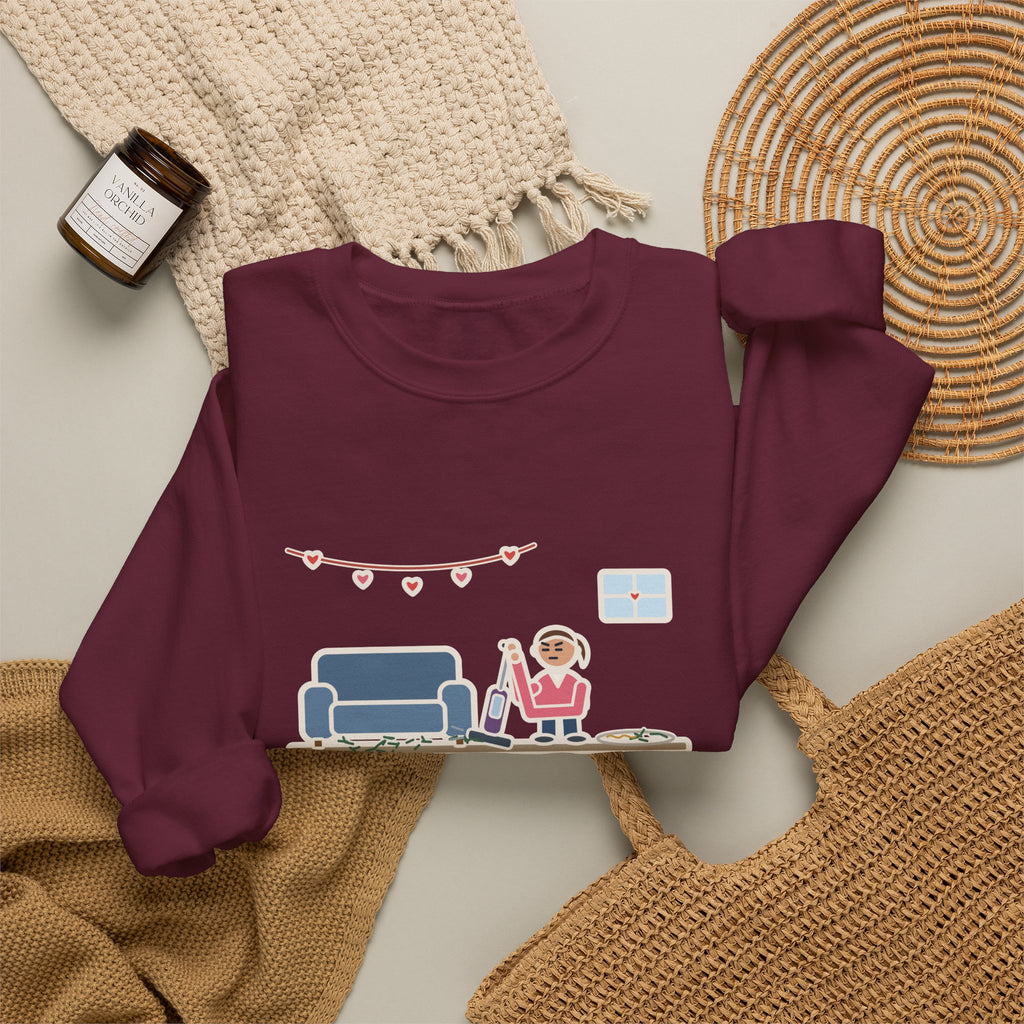 Christmas Tree Sweatshirt, Took It Down January 2, Still Vacuuming Needles on Valentine's Day, Funny February Cleanup Crewneck
