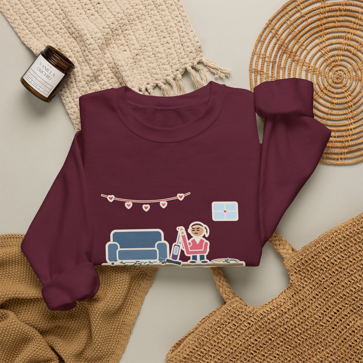 Christmas Tree Sweatshirt, Took It Down January 2, Still Vacuuming Needles on Valentine's Day, Funny February Cleanup Crewneck