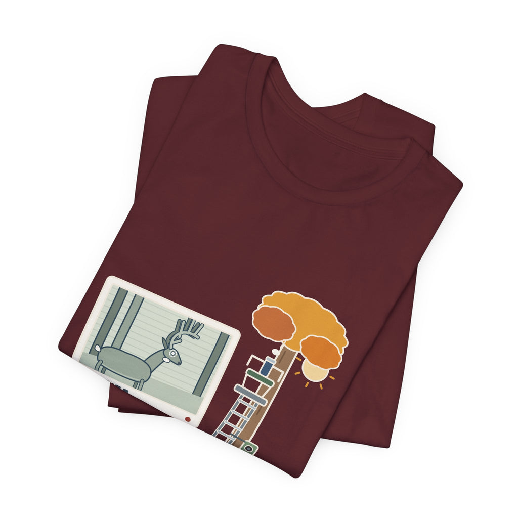 Deer Hunting T-Shirt - The Buck Only Shows Up on the Trail Cam. Funny Hunter Tee