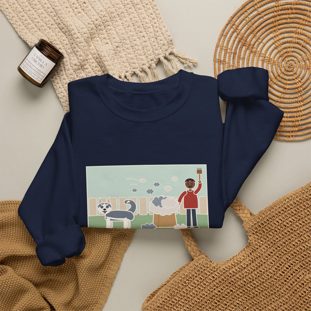 Pomsky Sweatshirt, Shed One Winter Coat, We Filled a Grocery Bag with It, Funny Shedding Season Crewneck