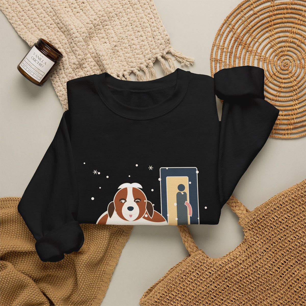Saint Bernard Winter Crewneck Sweatshirt - Inside Dog Until the First Big Snow Big Dog Gift
