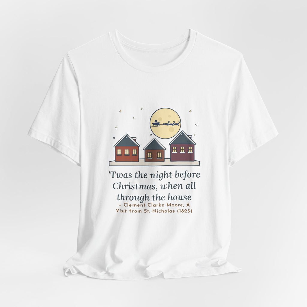 Moore Quote T-Shirt, Twas the Night Before Christmas, Christmas Moonlit 1820s Town Tee