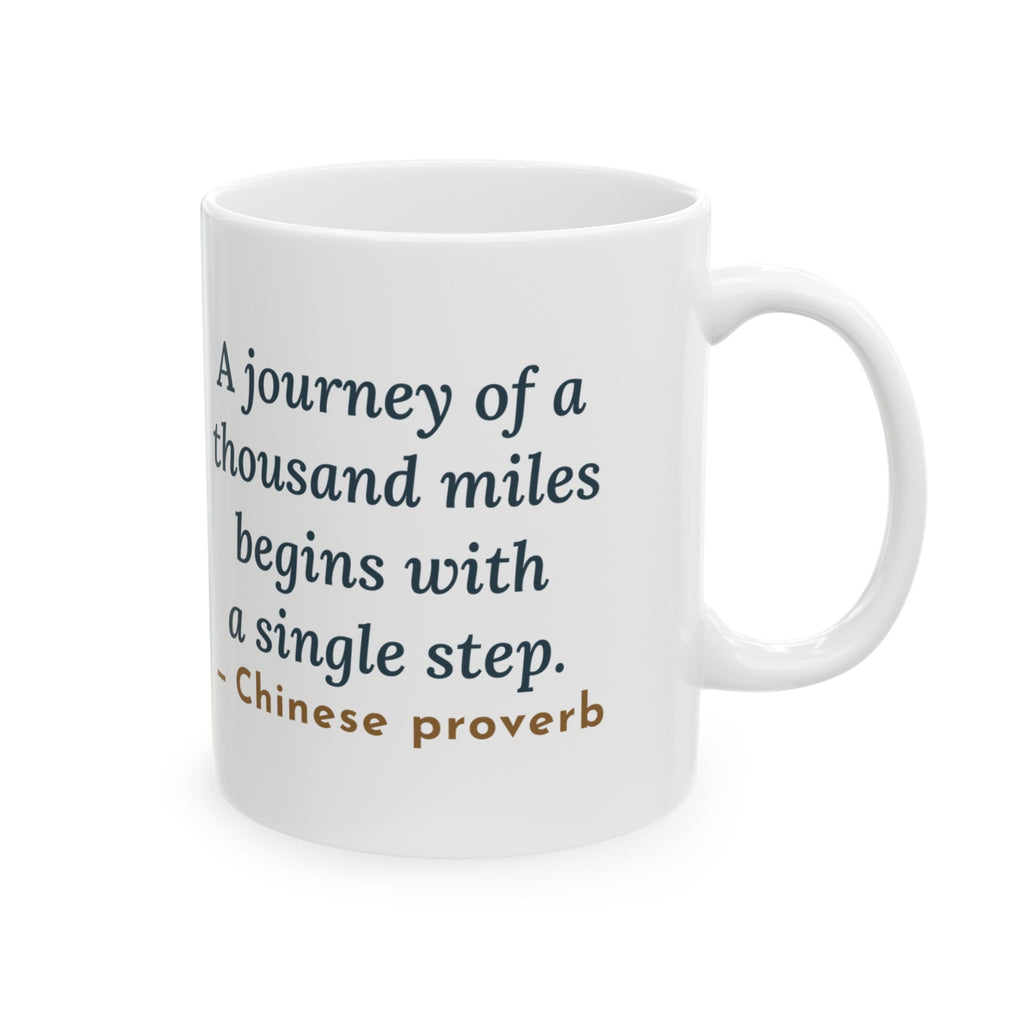 A Journey of a Thousand Miles Begins With a Single Step Mug, Wisdom Proverb Coffee Mug 11oz, Winding Road