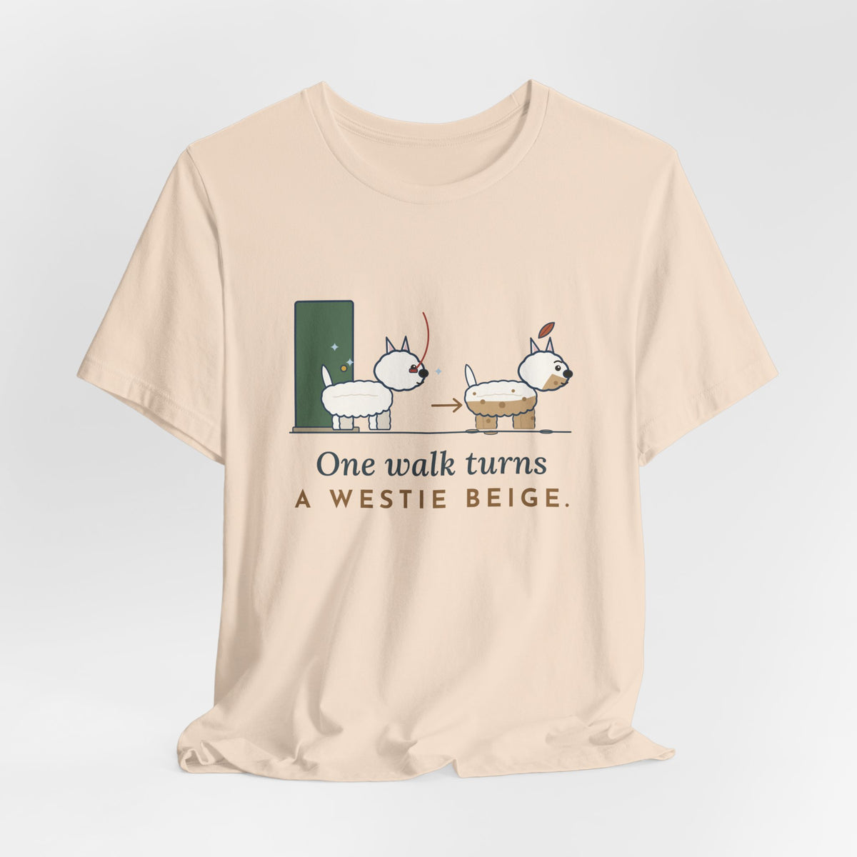 Westie T-Shirt - One Walk Turns a Westie Beige, Funny West Highland Terrier Owner Tee