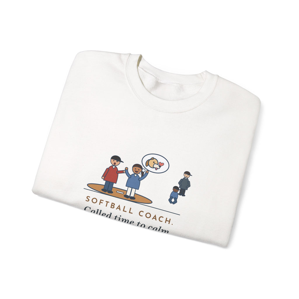 Softball Coach Sweatshirt, Called Time for a Mound Visit, Heard All About Her New Puppy, Funny Mound Visit Crewneck
