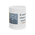 Dickens Quote Mug, It Was the Best of Times, It Was the Worst of Times, Literary Split Skyline Coffee Mug 11oz