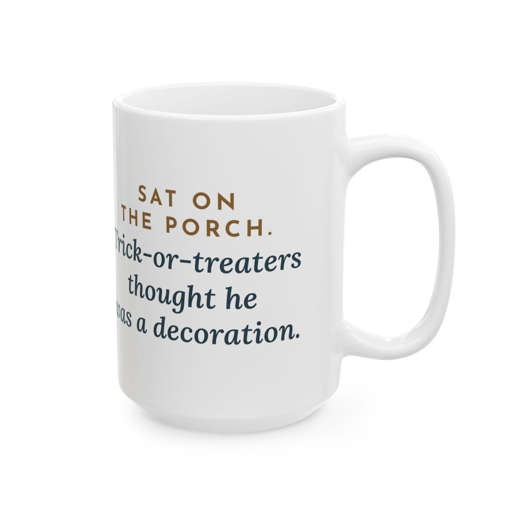 Large Lykoi Cat Mug 15oz - Trick-or-Treaters Thought He Was a Decoration, Halloween Cat Mug