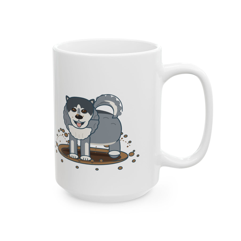 Large 15oz Alaskan Malamute Mug - Backyard Crater Digging Dog Lover Gift