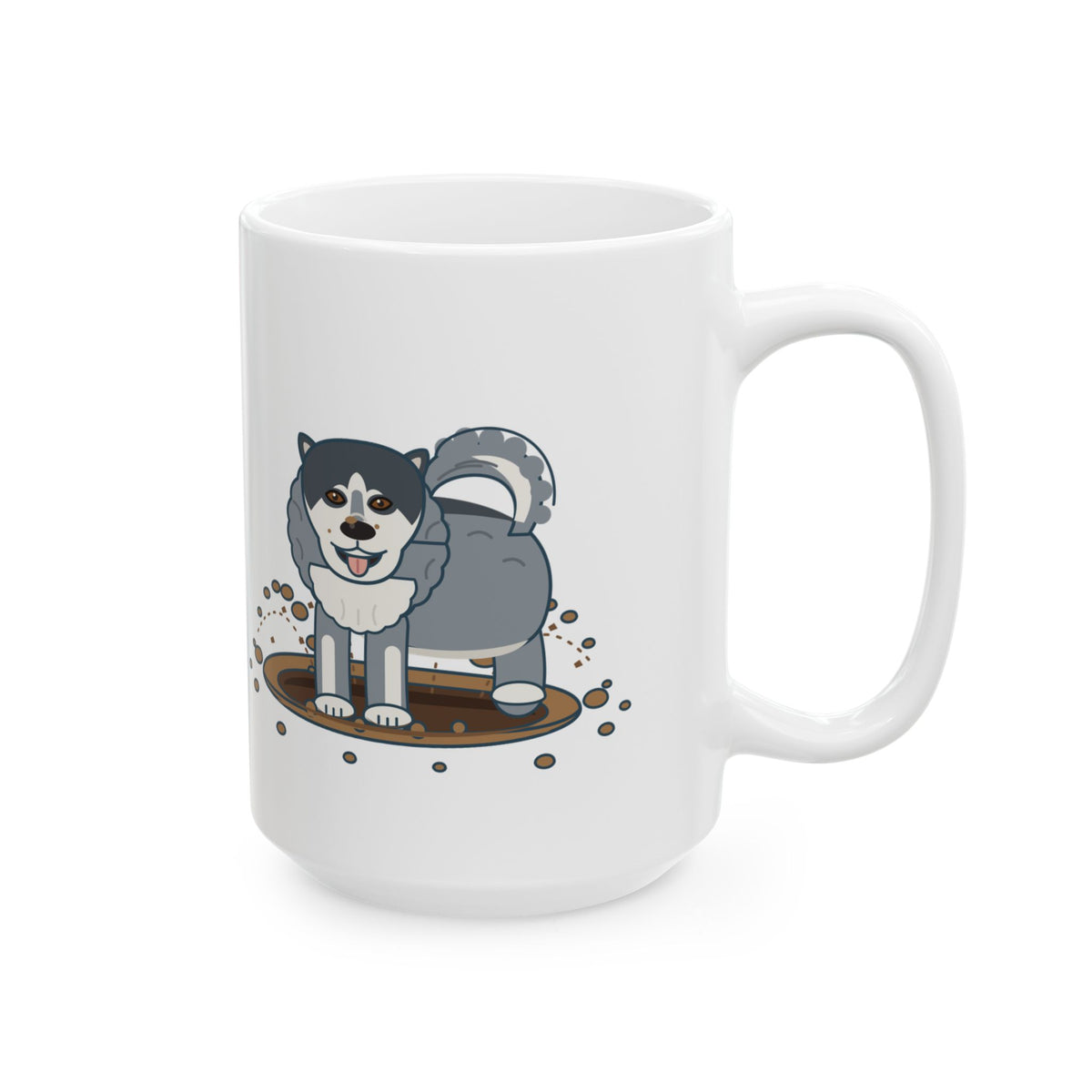 Large 15oz Alaskan Malamute Mug - Backyard Crater Digging Dog Lover Gift