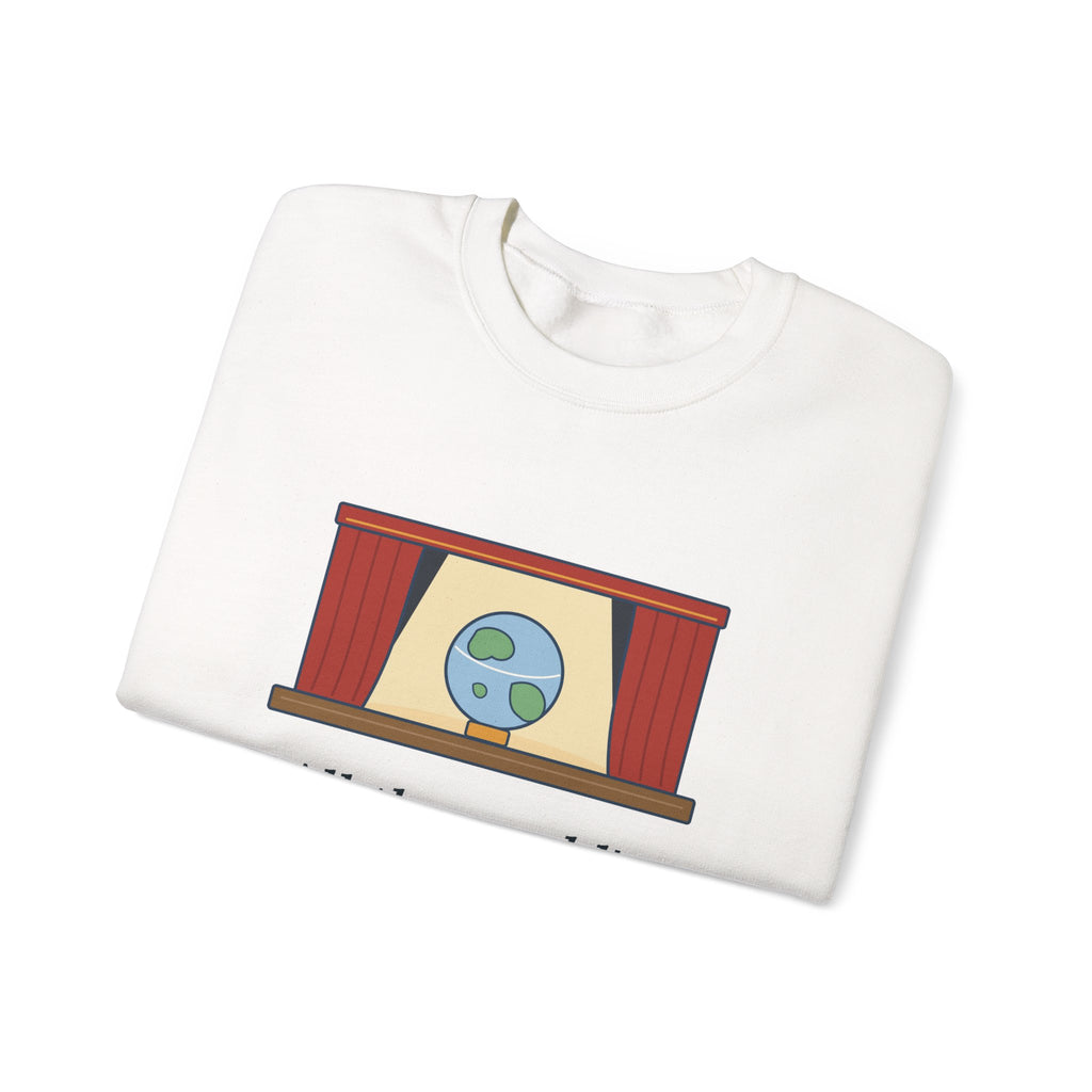 All the World's a Stage Sweatshirt, Theatre Shakespeare Quote Crewneck with Globe on Stage