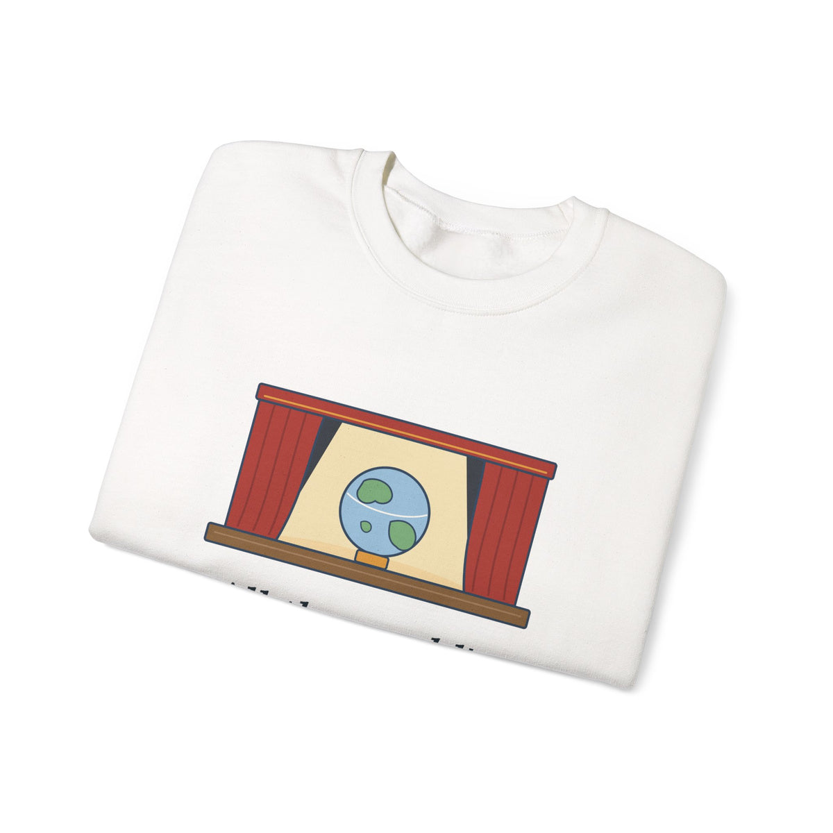 All the World's a Stage Sweatshirt, Theatre Shakespeare Quote Crewneck with Globe on Stage