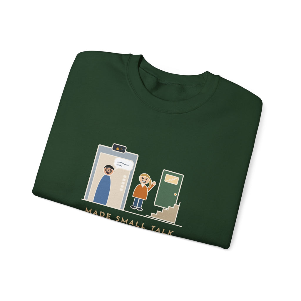 Funny Introvert Crewneck Sweatshirt - Escaped Elevator Small Talk Two Floors Early