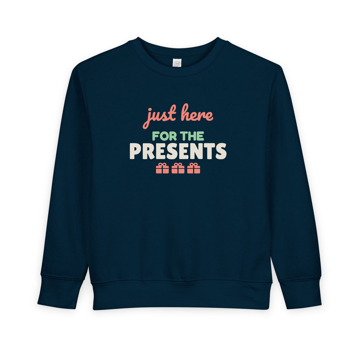 Just Here for the Presents Toddler Sweatshirt, Kids Christmas Crewneck