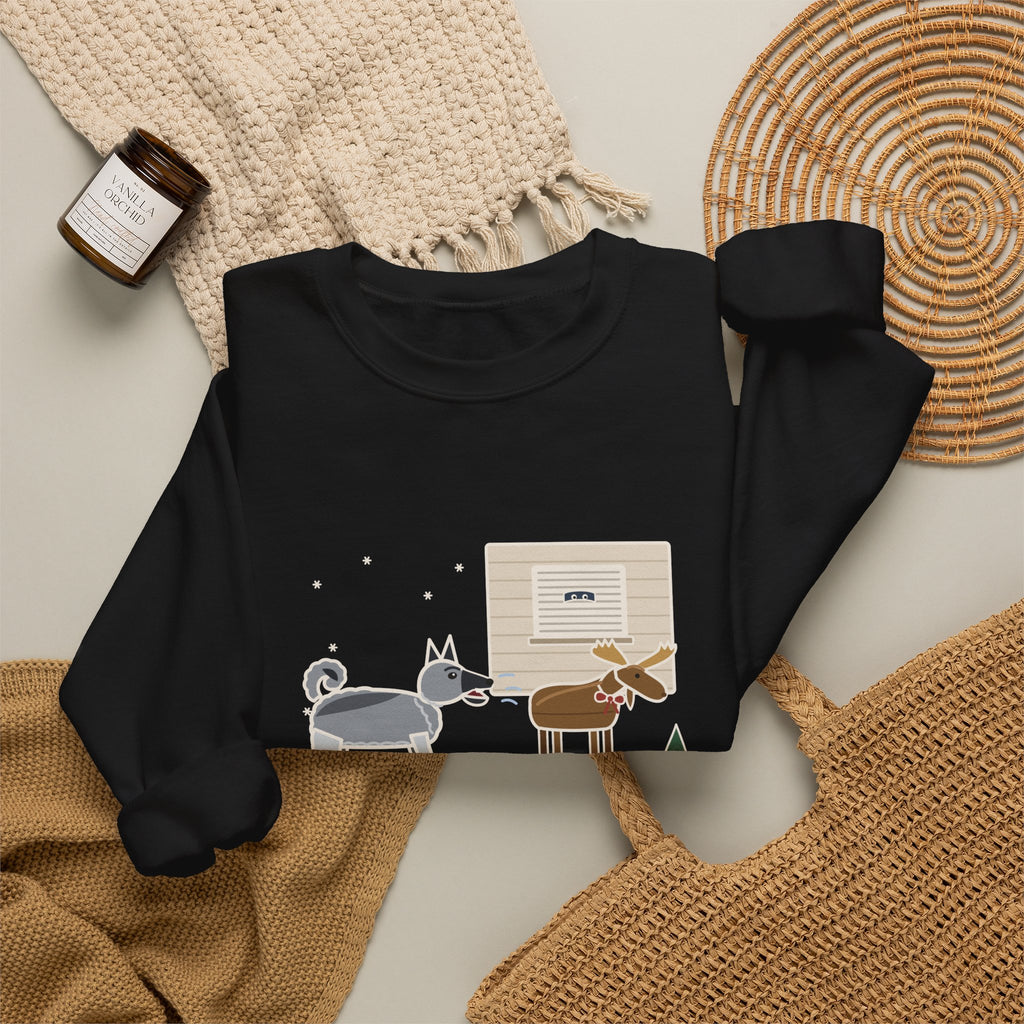 Norwegian Elkhound Crewneck Sweatshirt - Barked at the Plastic Lawn Moose for an Hour