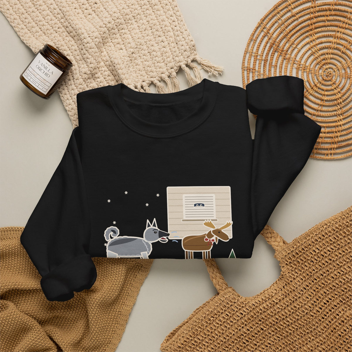 Norwegian Elkhound Crewneck Sweatshirt - Barked at the Plastic Lawn Moose for an Hour