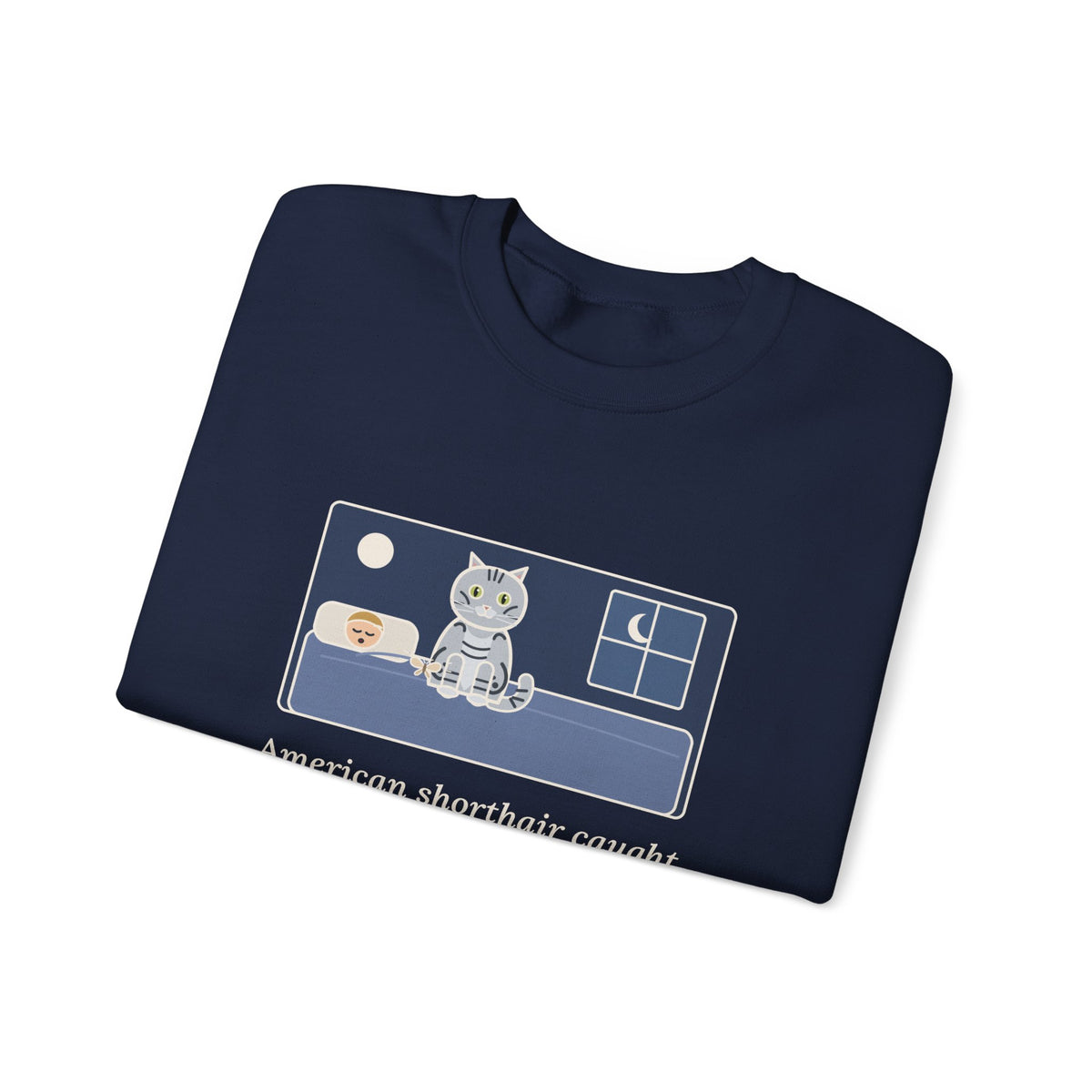 American Shorthair Crewneck Sweatshirt - The 2 a.m. Moth Delivery, Silver Tabby Cat