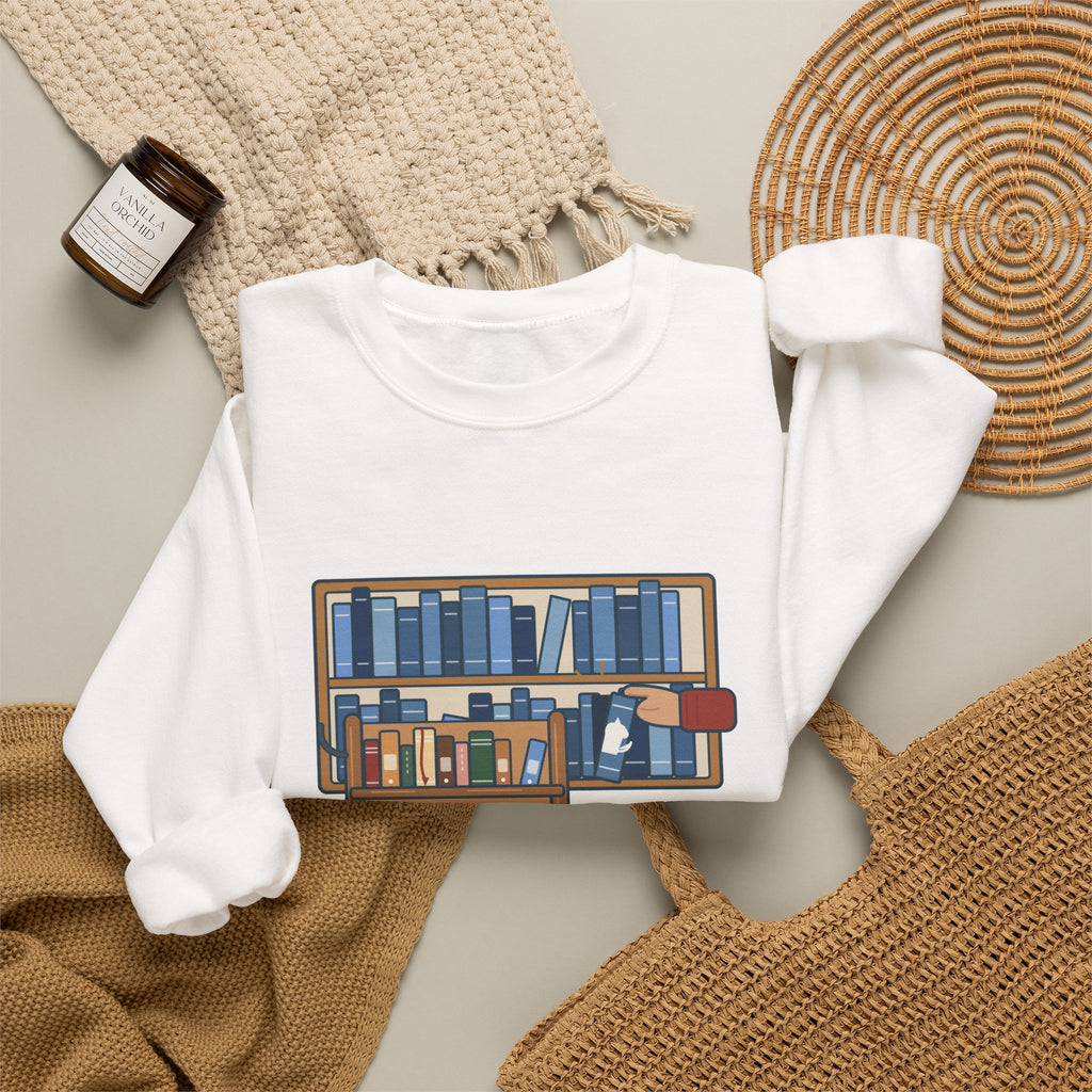 School Librarian Crewneck Sweatshirt - A Blue Book About a Dog. I'm On It.