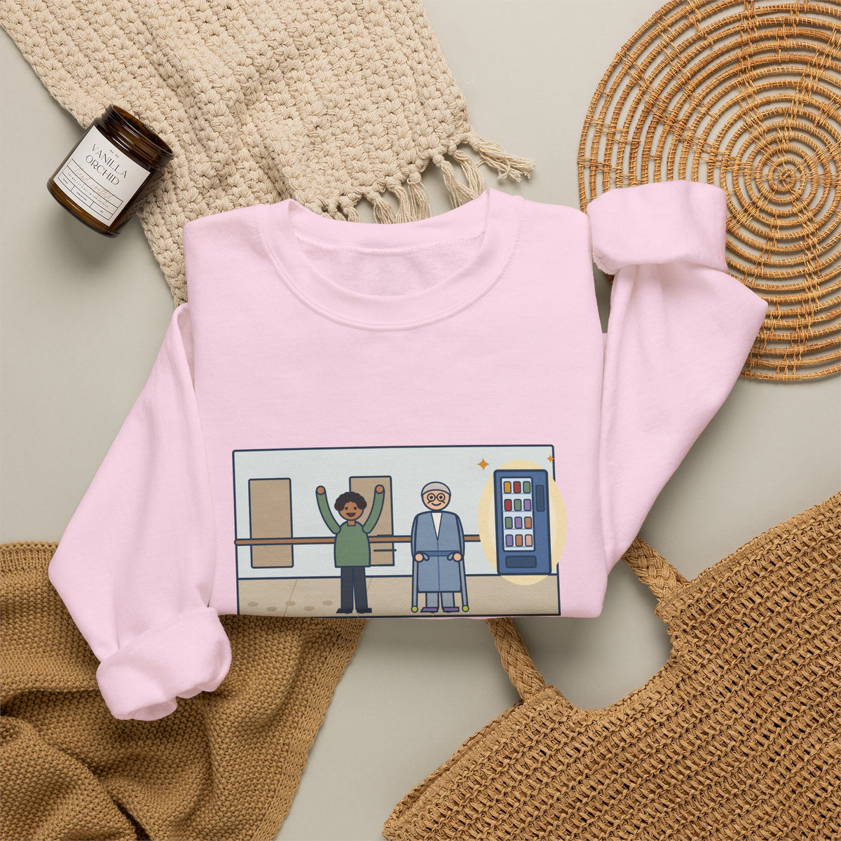 CVICU Nurse Sweatshirt, Day Two After Heart Surgery, He Walked the Whole Hallway to See the Vending Machine, Funny Hallway Walk Crewneck