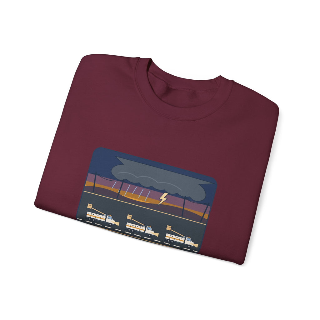 Lineworker Crewneck Sweatshirt - Mutual Aid. Any State. Any Storm. Gift