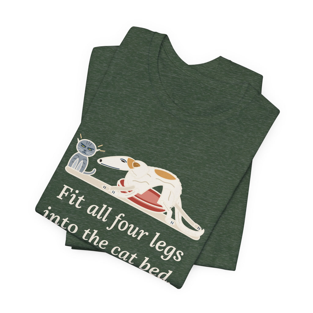 Borzoi T-Shirt - Fit All Four Legs Into the Cat Bed. Somehow. Funny Sighthound Dog Tee