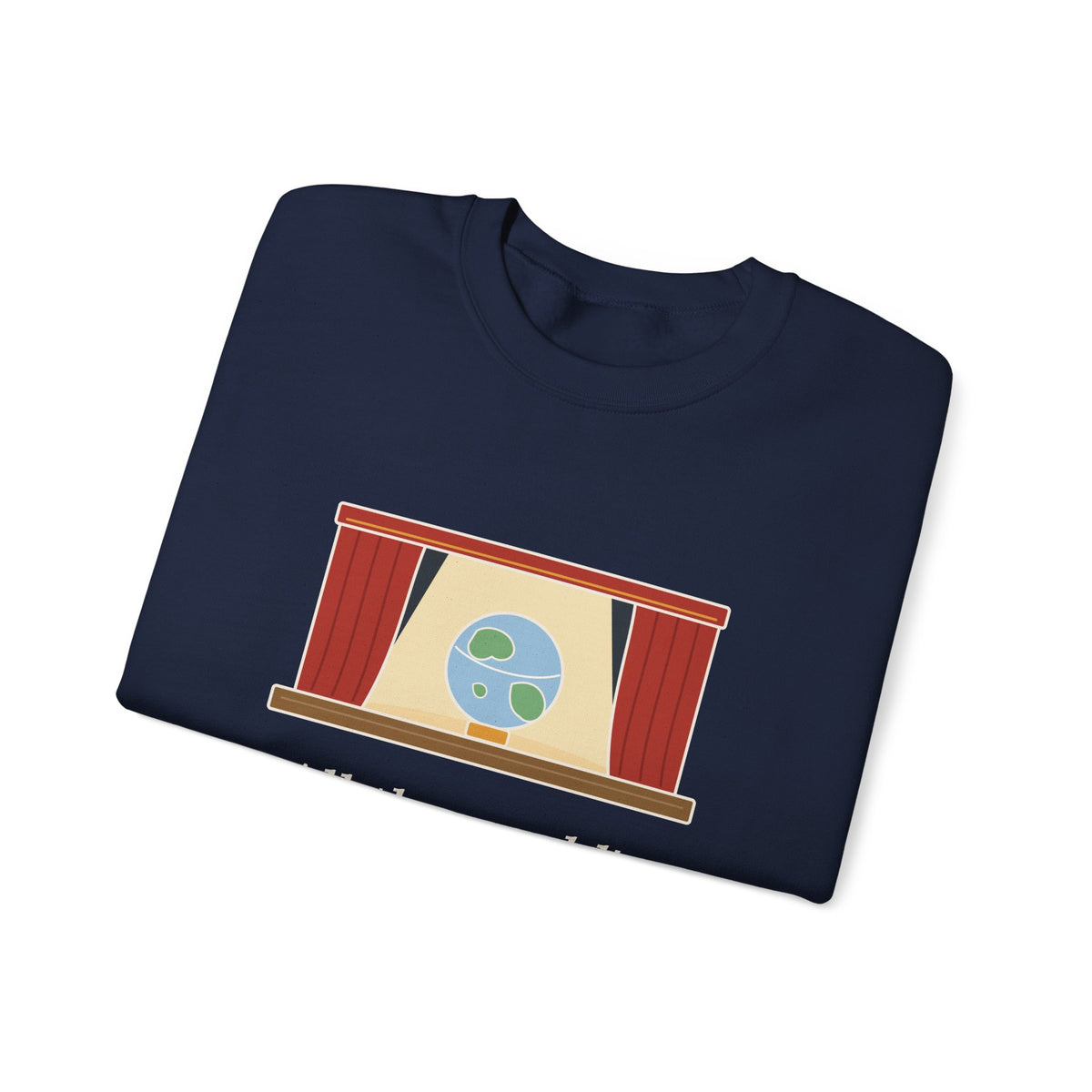 All the World's a Stage Sweatshirt, Theatre Shakespeare Quote Crewneck with Globe on Stage