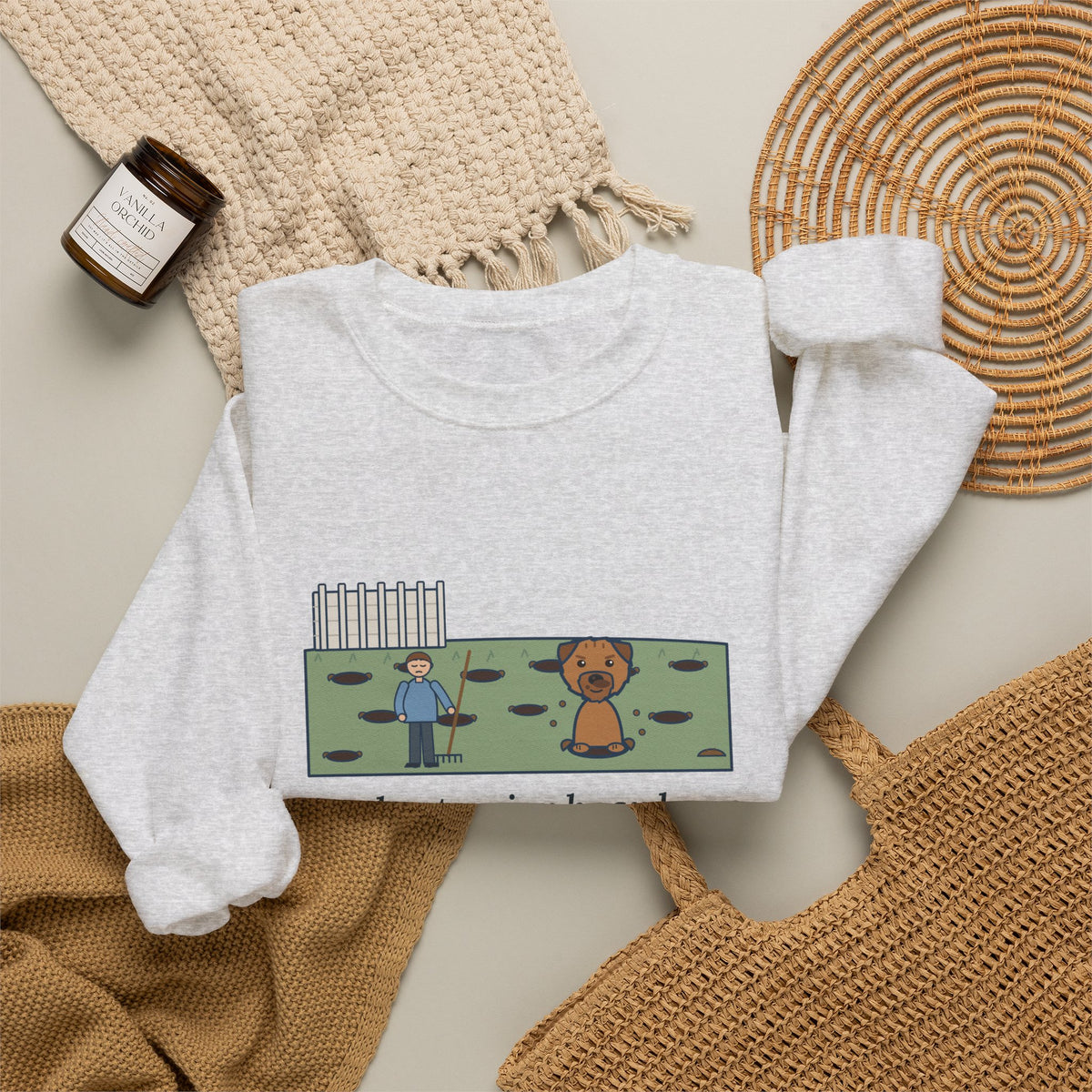Border Terrier Crewneck Sweatshirt - Twelve Holes in the Lawn Funny Dog Sweatshirt