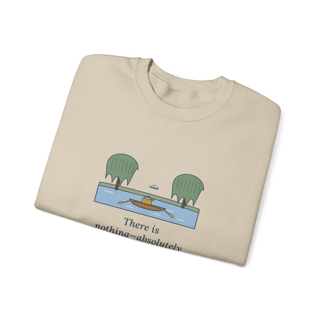 Simply Messing About in Boats Sweatshirt, Boating Grahame Quote Crewneck with River Rowboat