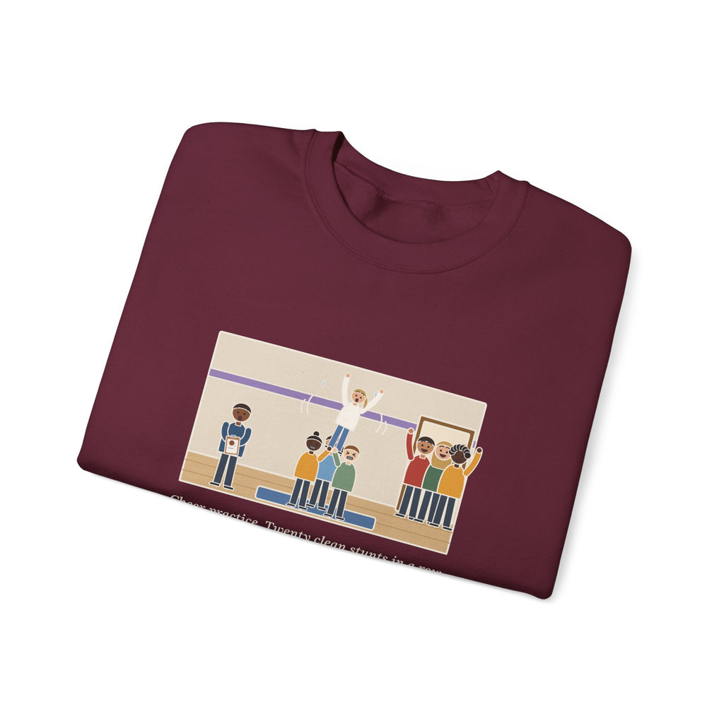 Cheer Coach Sweatshirt, Twenty Clean Stunts in a Row, Then the Parents Walked In, Funny Practice Mat Crewneck