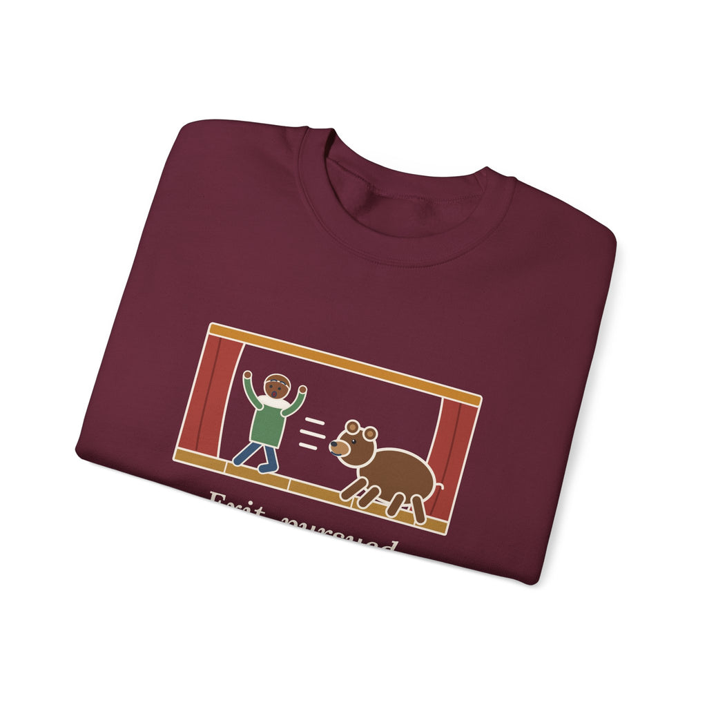 Exit, Pursued by a Bear Sweatshirt, Theatre Shakespeare Quote Crewneck with Stage Chase