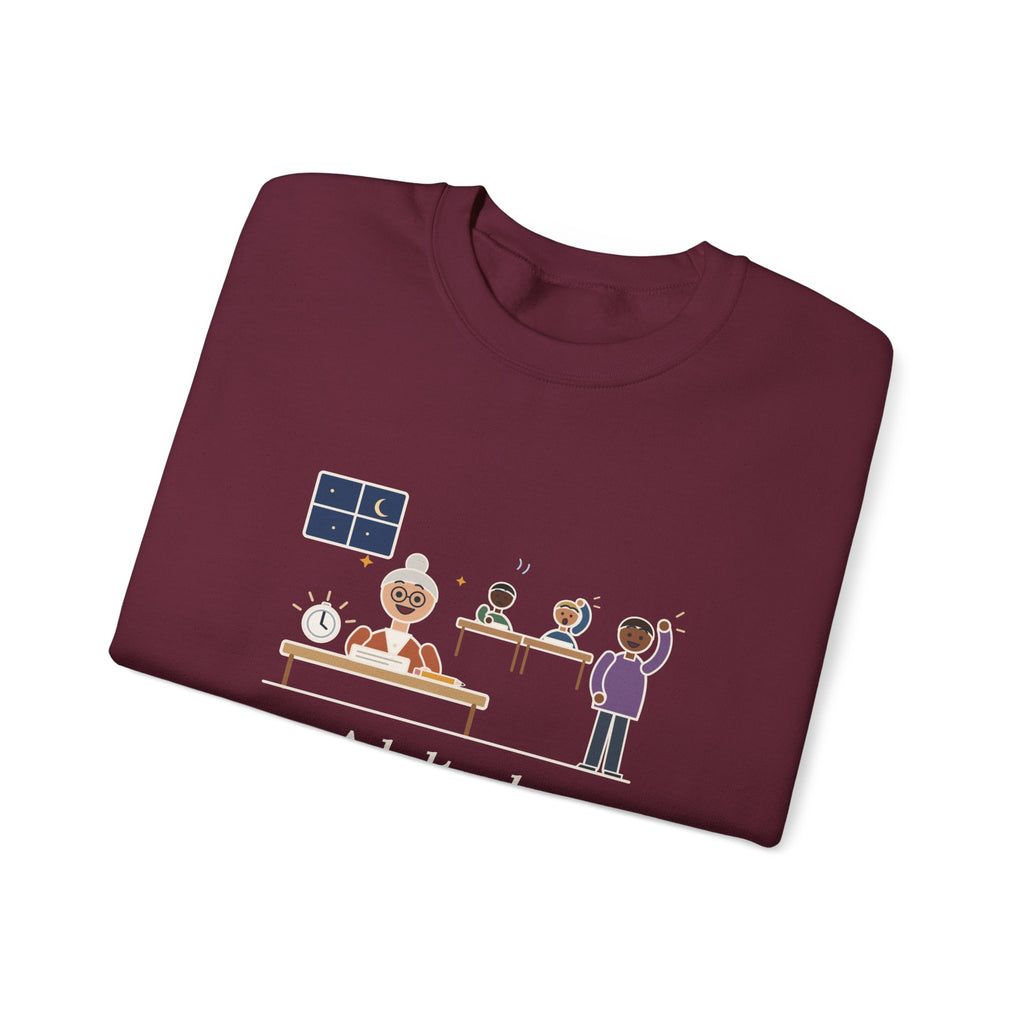 Adult Education Teacher Crewneck Sweatshirt - Grandma Finished the Math Section First