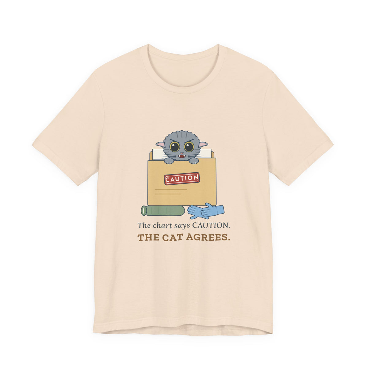 Veterinary Technician T-Shirt - The Chart Says CAUTION. The Cat Agrees. Vet Tech Tee