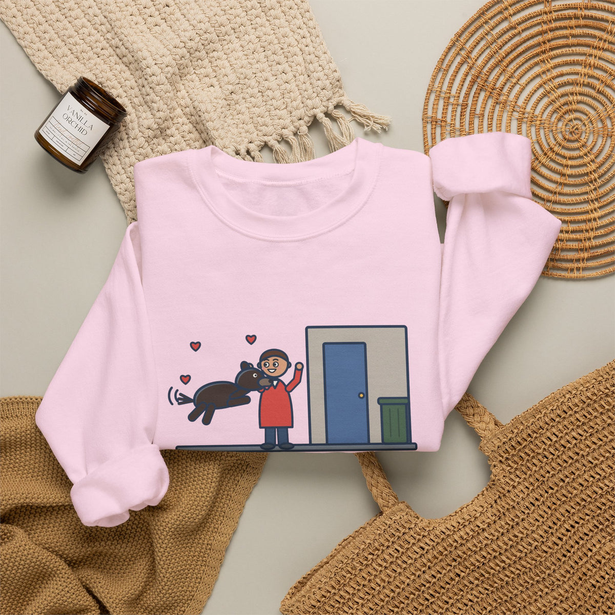 Dog Greeting Sweatshirt, Took Out the Trash, The Dog Greeted Me Like I'd Been Gone a Year, Funny Front Door Welcome Crewneck