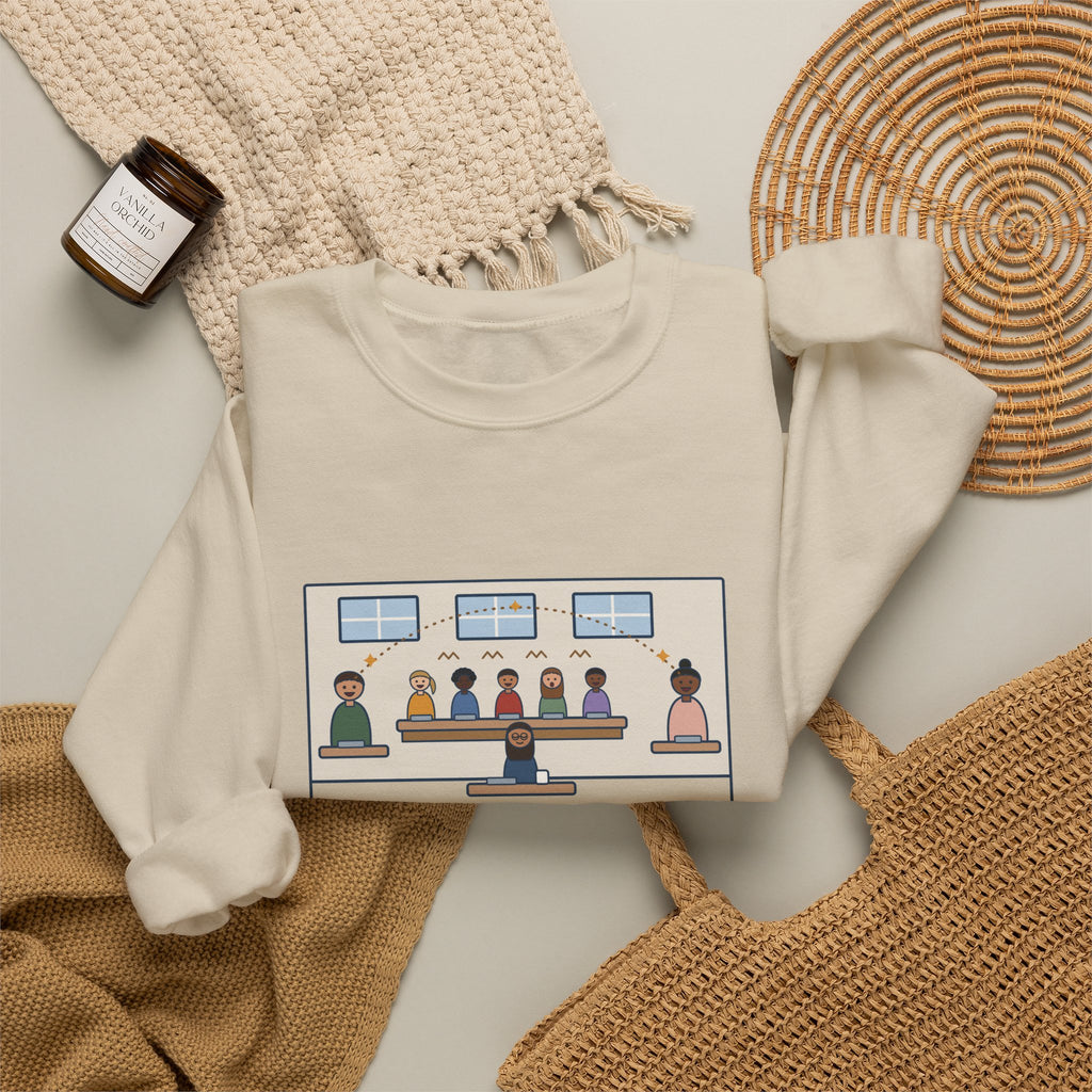 ASL Teacher Sweatshirt, The Kids Figured Out They Can Talk Across the Cafeteria Now, Funny Lunchroom Crewneck