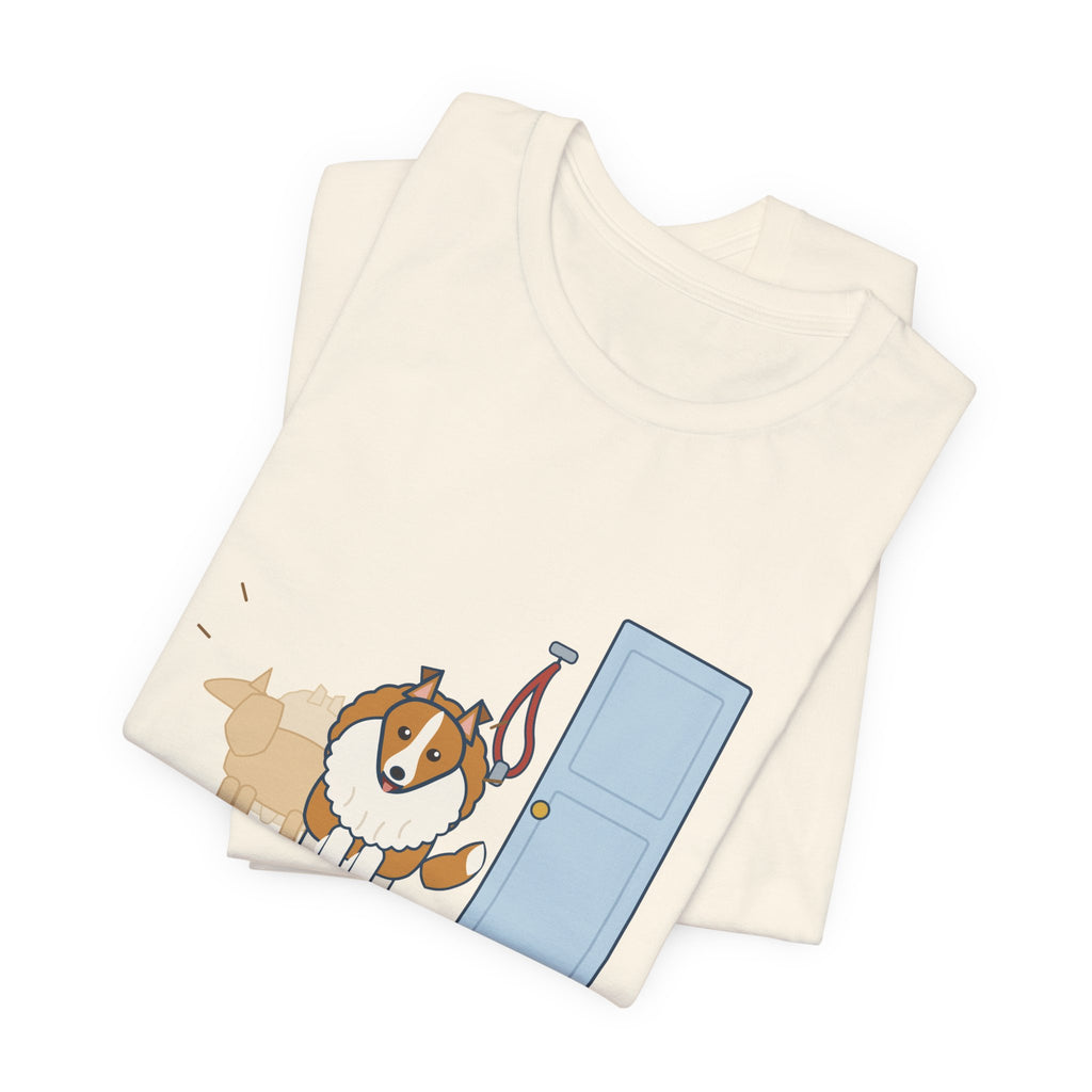 Sheltie T-Shirt - Spins Three Times Before Every Walk Shetland Sheepdog Tee