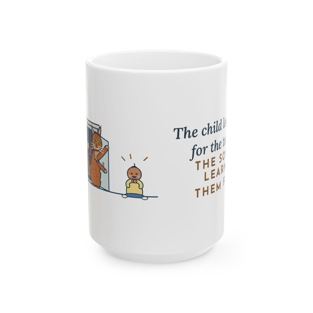 Large 15oz Somali Cat Mug - Clever Cat Opens the Child Lock Before the Toddler